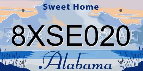 8XSE020 Alabama License Plate