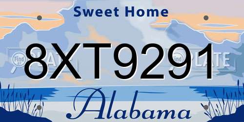 8XT9291 Alabama License Plate