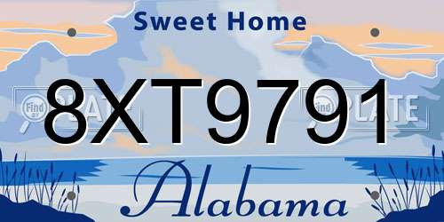 8XT9791 Alabama License Plate