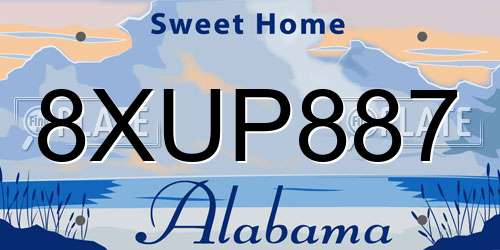 8XUP887 Alabama License Plate
