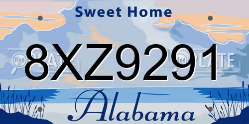8XZ9291 Alabama License Plate