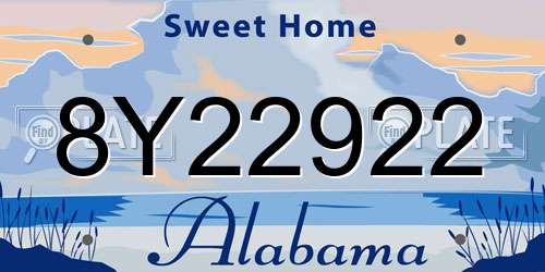 8Y22922 Alabama License Plate