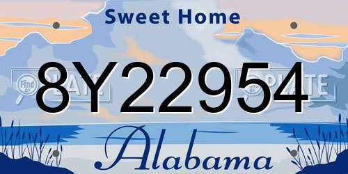 8Y22954 Alabama License Plate