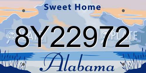 8Y22972 Alabama License Plate