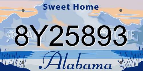 8Y25893 Alabama License Plate