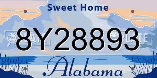 8Y28893 Alabama License Plate