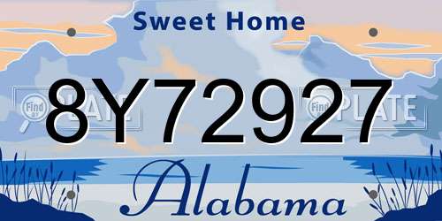 8Y72927 Alabama License Plate
