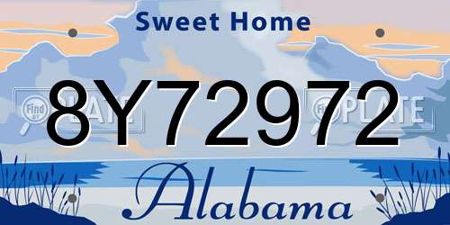 8Y72972 Alabama License Plate