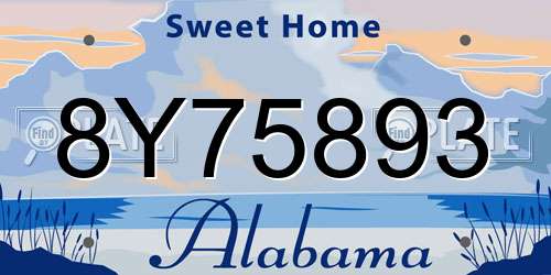 8Y75893 Alabama License Plate