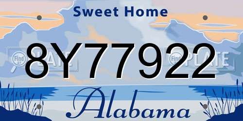 8Y77922 Alabama License Plate
