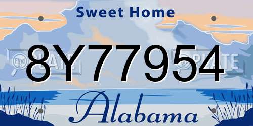 8Y77954 Alabama License Plate