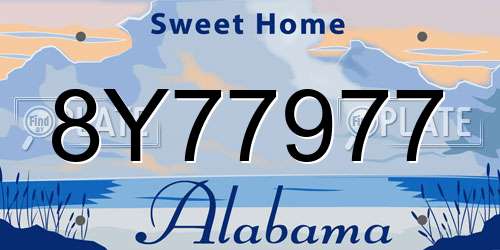 8Y77977 Alabama License Plate
