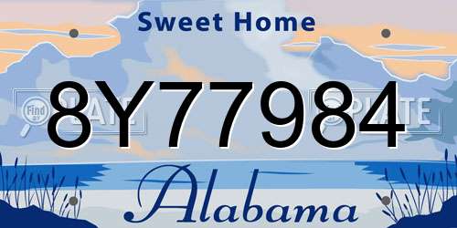 8Y77984 Alabama License Plate