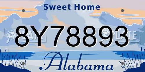 8Y78893 Alabama License Plate