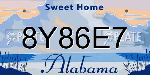 8Y86E7 Alabama License Plate