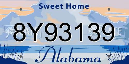 8Y93139 Alabama License Plate