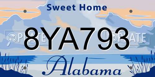 8YA793 Alabama License Plate