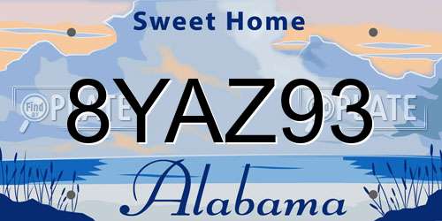 8YAZ93 Alabama License Plate