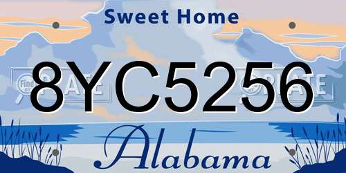 8YC5256 Alabama License Plate