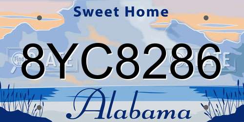 8YC8286 Alabama License Plate