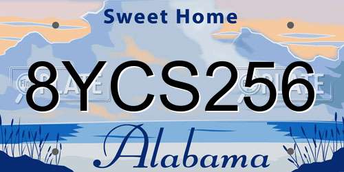 8YCS256 Alabama License Plate