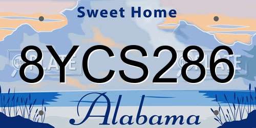 8YCS286 Alabama License Plate
