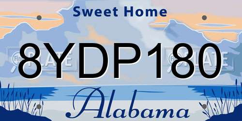 8YDP180 Alabama License Plate