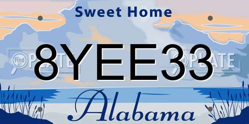 8YEE33 Alabama License Plate