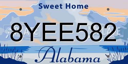 8YEE582 Alabama License Plate