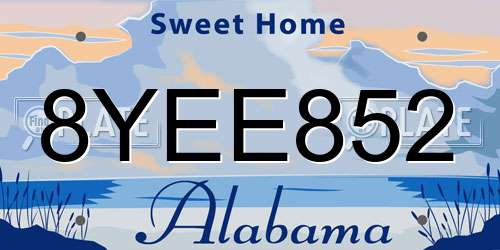 8YEE852 Alabama License Plate