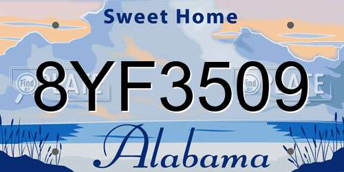8YF3509 Alabama License Plate