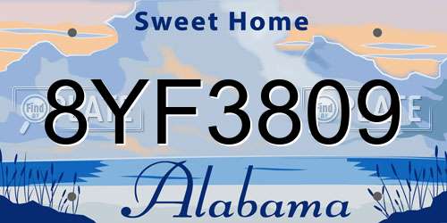 8YF3809 Alabama License Plate