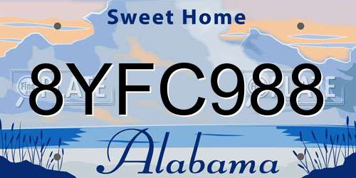 8YFC988 Alabama License Plate