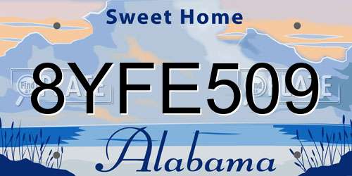 8YFE509 Alabama License Plate