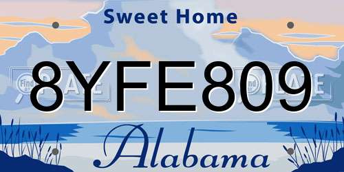 8YFE809 Alabama License Plate