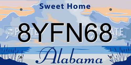 8YFN68 Alabama License Plate