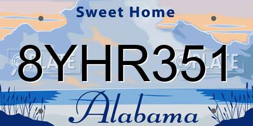 8YHR351 Alabama License Plate