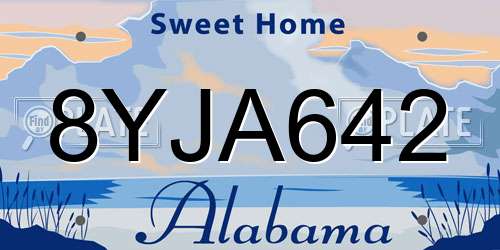 8YJA642 Alabama License Plate