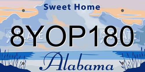 8YOP180 Alabama License Plate