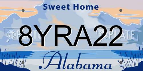 8YRA22 Alabama License Plate