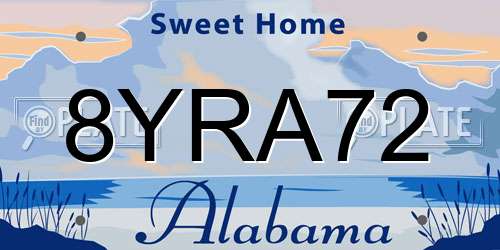 8YRA72 Alabama License Plate