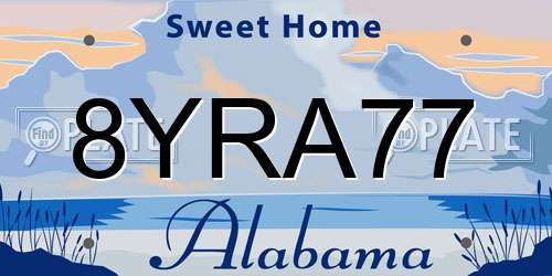 8YRA77 Alabama License Plate