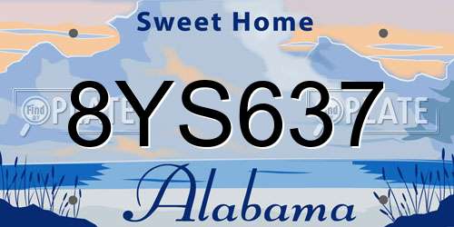 8YS637 Alabama License Plate