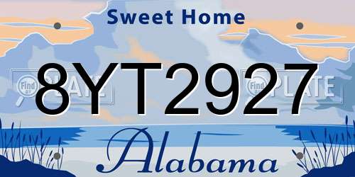 8YT2927 Alabama License Plate