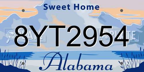 8YT2954 Alabama License Plate