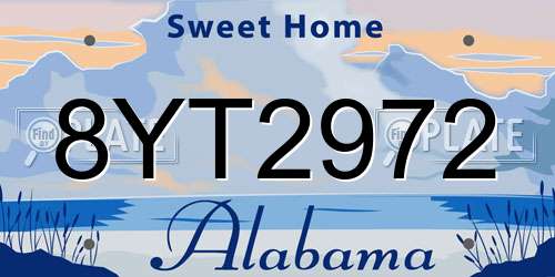 8YT2972 Alabama License Plate