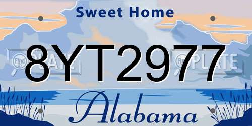 8YT2977 Alabama License Plate