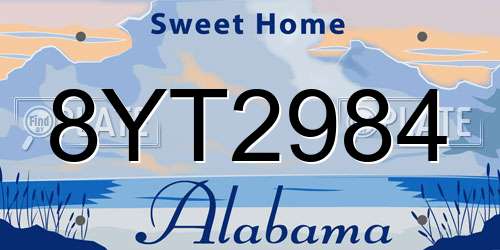 8YT2984 Alabama License Plate