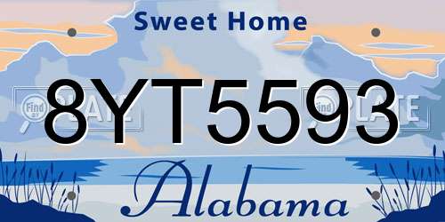 8YT5593 Alabama License Plate