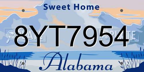 8YT7954 Alabama License Plate